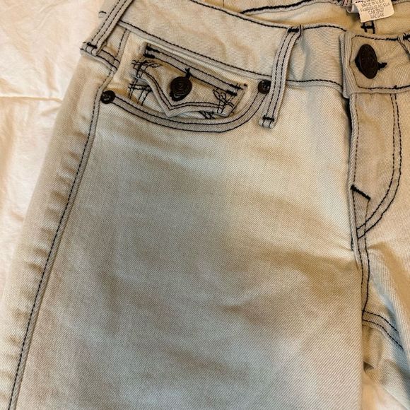 True Religion women's jeans Flare wide leg low rise size 26 western style cream - Picture 4 of 16